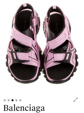 Balenciaga Pink and Black Chunky Strap Sandals